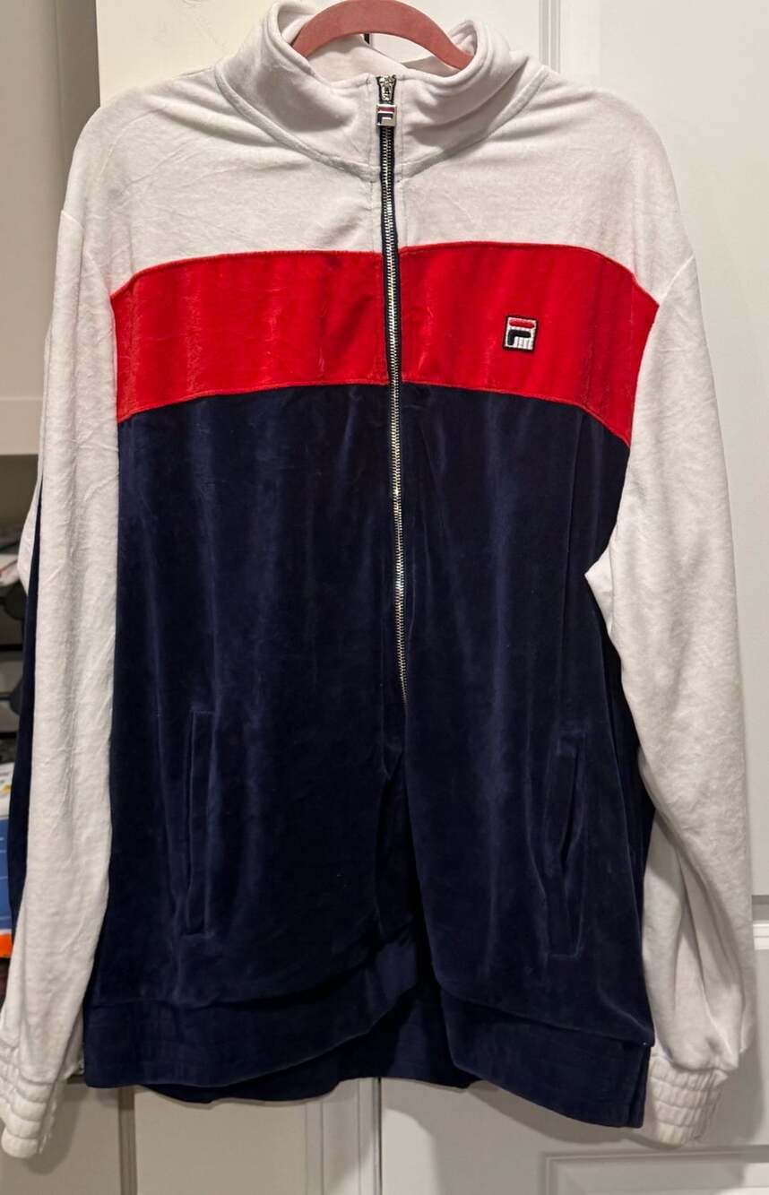 Vintage Fila Velour Track Jacket Size 3XL Color Block Full Zip